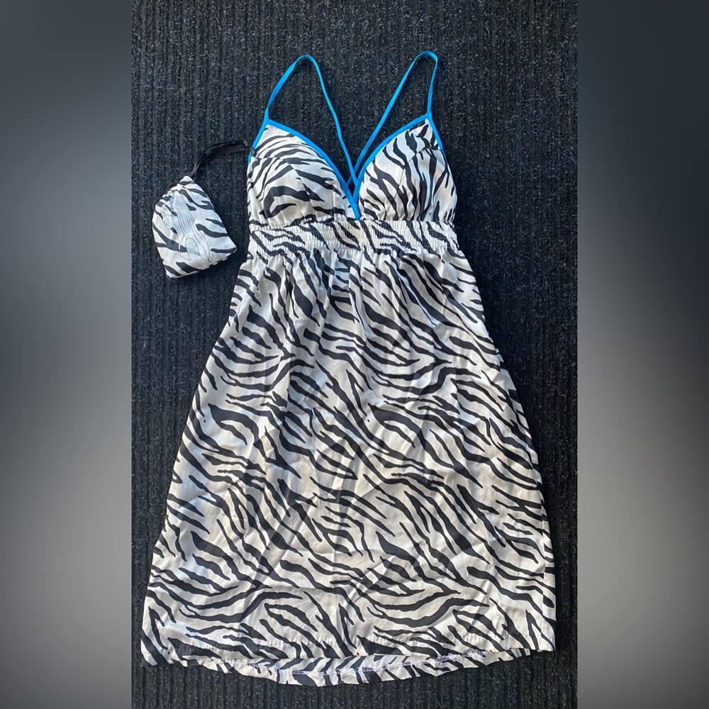 BB DAKOTA ZEBRA PRINTED 100% SILK DRESS + HEADBAND